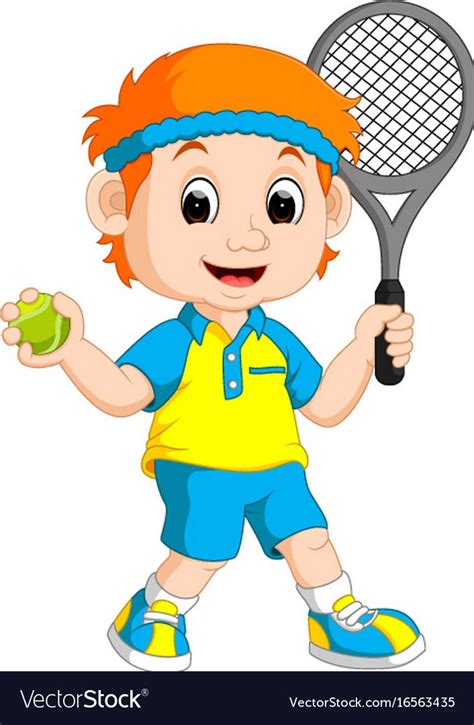 Illustration Of A Boy Playing Lawn Tennis Download A Free Preview Or
