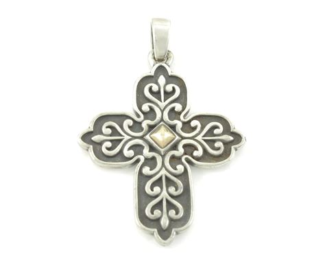 Vintage James Avery Sterling Silver 14k Oxidized Large Cross Necklace