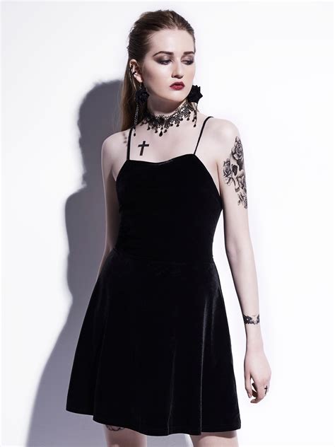 Gothic Mini Dress 2018 Black Summer Women Sexy Short Dress Velvet