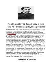 Ang Pagtalakay Sa Talambuhay Ni Jose Rizal Na Pambansang Bayani Ng