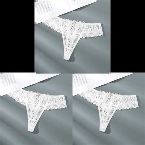3pcs S 4xl Sexy Lace Panties Women Thongs Hollow Out G String Underpants Sexy Lingerie Low Waist