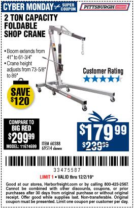 Quality tools & low prices. Harbor Freight 2 Ton Engine Hoist Coupon 2020 / Pittsburgh ...