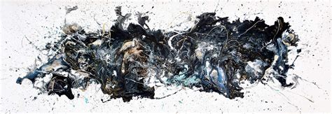 Large Black And White Abstract Art With Gold And Blue