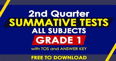 Grade 1 2nd Quarter Summative Tests All Subjects With Tos Deped Click