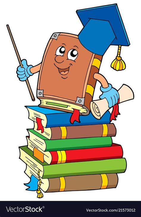 Book Teacher On Pile Of Books Vector Illustration Download A Free