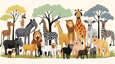 Premium Ai Image A Group Of Animals In The Wild Including Giraffes