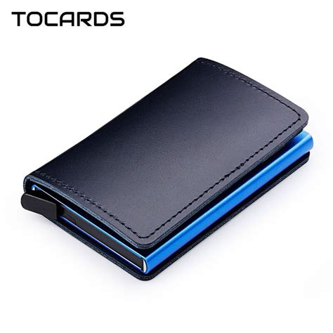 Its spacious design can hold all of your cards, ids, money and smart phones, including the iphone 11 or 11 max pro, samsung galaxy note 10 or any other phone of a similar size or a smaller size. RFID Blocking 100% Genuine Leather Credit Card Holder Men Aluminum Metal Business ID Cardholder ...