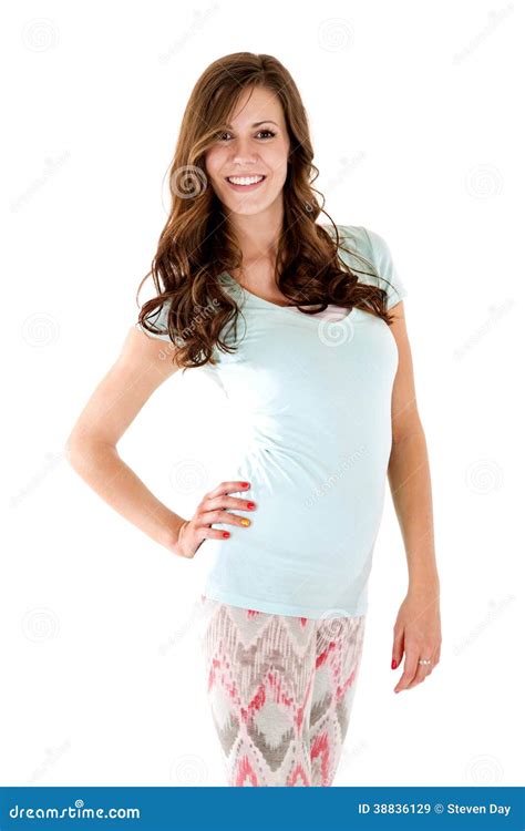 Pretty Female Model Hand On Her Hip Posing Smiling Stock Image Image Of Lifestyle Beauty
