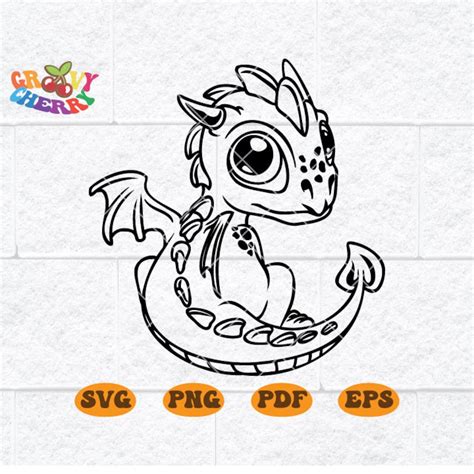 Baby Dragon Svg Fantasy Svg Cute Mythical Animal Svg Cricut Cutting