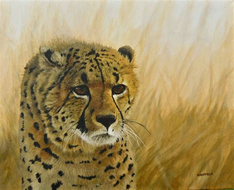 Acrylic Painting Of A Cheetah In Etosha National Park Namibia