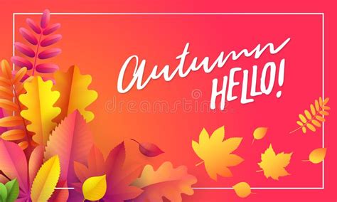 Vector Autumn Banner Bouquet Of Fallen Autumn Leaves On Red Background