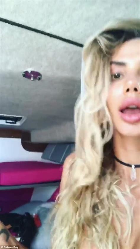 Sahara Ray Takes Off Her Bikini Top To Flash Her Breasts Daily Mail