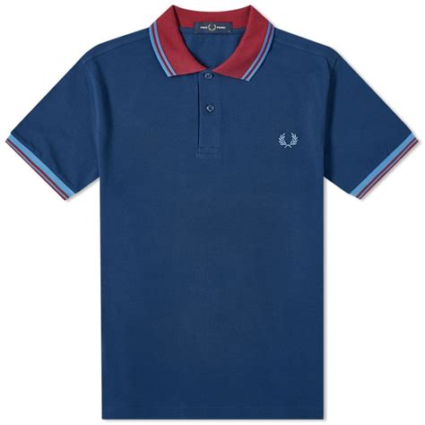 Fred Perry Contrast Rib Polo Deep Marine End Sg