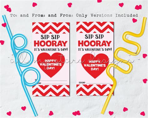Printable Sip Sip Hooray Its Valentines Day Happy Etsy