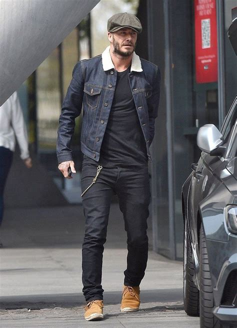 David Beckham In A Raw Denim Jacket Raw Denim Jacket Mens Hats