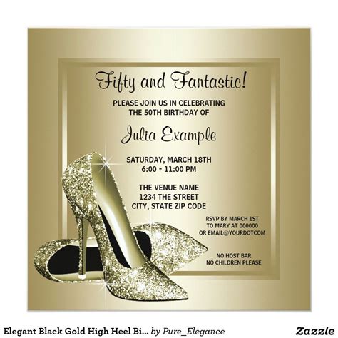Elegant Black Gold High Heel Birthday Party Invitation Zazzle