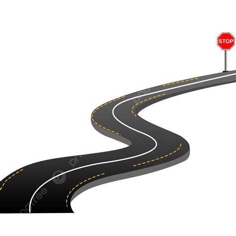 고속도로 곡선 도로 클립 아트 벡터 정지 도로 표지판이 있는 고속도로 경고 표시가 있는 도로 고속도로 도로 벡터 Png