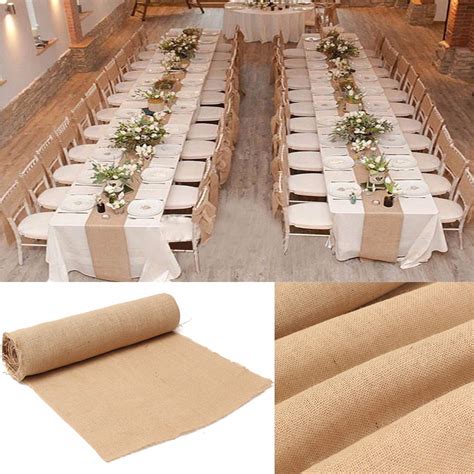 Lavable en machine et peu froissable. 10Mx50CM Chemin De Table Jute Toile Dentelle Décoration ...