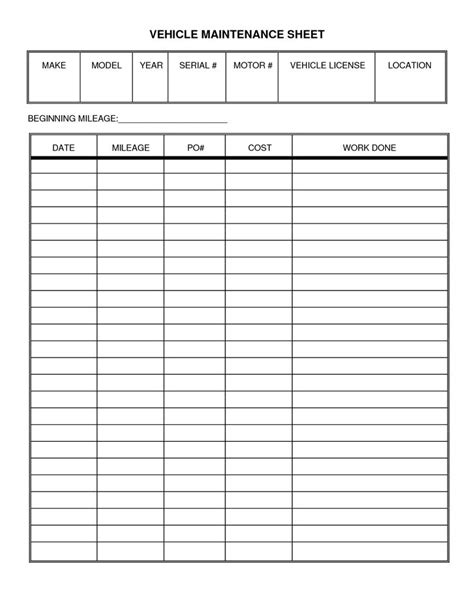 It's also relatively inexpensive — basic services can start at less than $100 per year — and lowers. Vehicle Maintenance Log Sheet Template | Car Maintenance ...