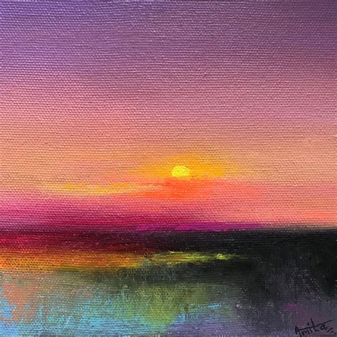 Purple Sky! Sunset Painting! Small Painting!! R | Artfinder