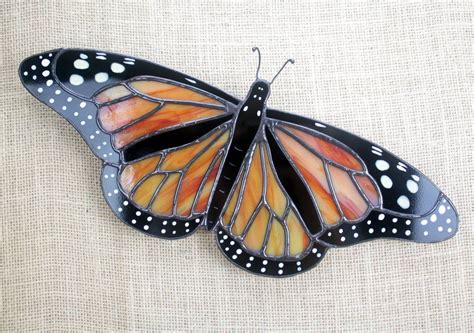 Monarch Butterfly Stained Glass Wall Hanging Wildlife Art Stained