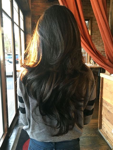 Long Dark Chocolate Brown Wavy Hair With Layers Brown
