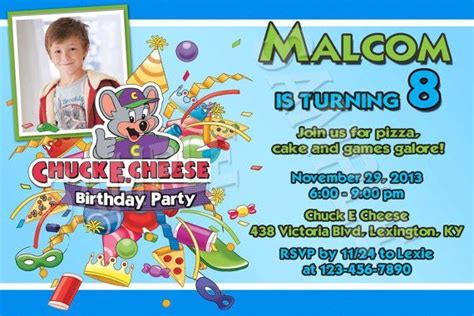 Cool Free Template Chuck E Cheese Birthday Party Invitations Online
