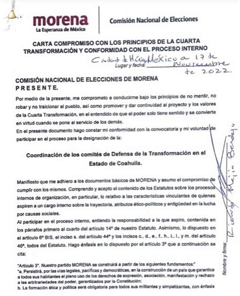 Ricardo Mejía Berdeja Firmó Carta Compromiso De Encuesta De Morena Pero Ya Se Le Olvidó