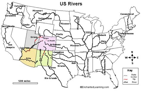 Map Of Us Rivers The Clickable Map Below Shows The Location Of All