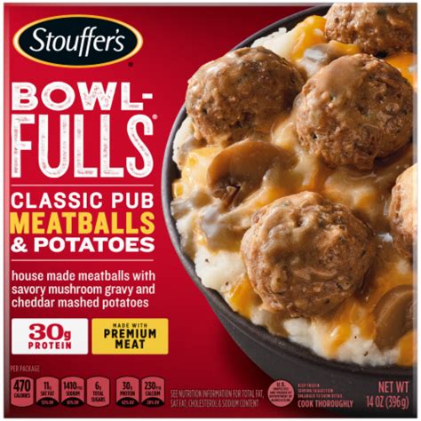 Stouffers Bowl Fulls Classic Pub Meatballs And Mashed Potatoes Bowl