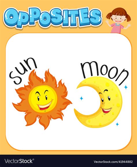 Opposite Words For Sun And Moon Royalty Free Vector Image