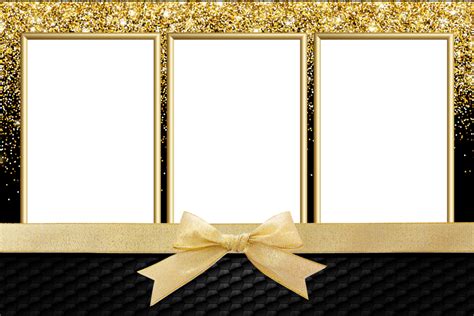 Download Glitter Gold Bow Picture Frame Png Image With No Background