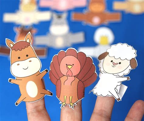 10 Farm Animal Finger Puppets Full Color Printable Paper Toys Kids