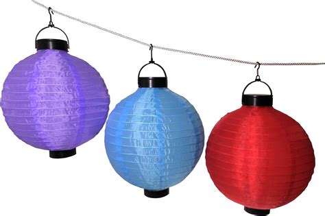 Chinese Lanterns With Lights Purplebluered Solar Led Nylon Lamp