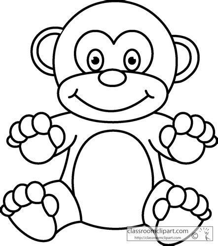 Library of mother monkey clipart black and white stock png. Objects : childs_toy_monkey_outline : Classroom Clipart
