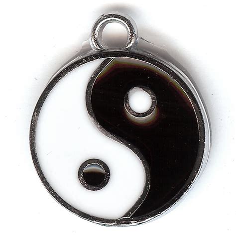 Yin Yang Charm Silver Plated Enamel One Sided Black And Etsy