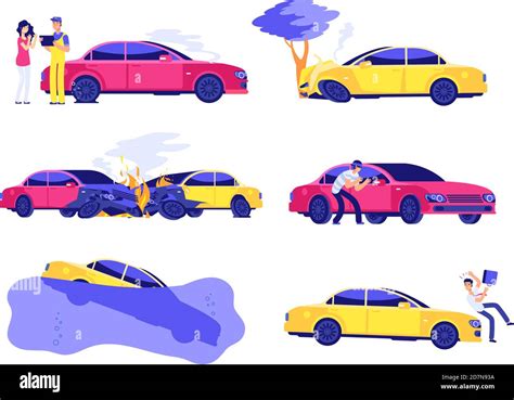 Damaged Car After Accident Stock Vector Images Alamy