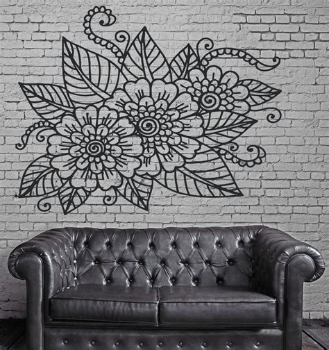 Decor Living Room Wall Sticker Vinyl Floral Openwork Pattern Cutwork