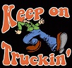 an image of a man falling down with the words'keep on truckin