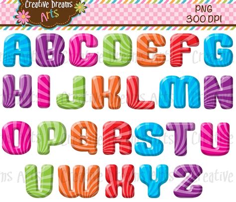 Candy Alphabet Digital Clipart Instant Download Etsy