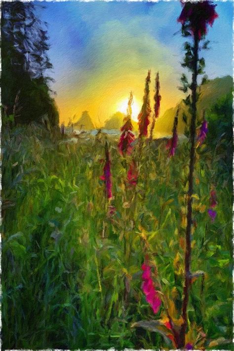 Sunset At Heceta Painting By Bonnie Bruno Fine Art America