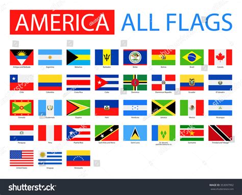 Flags America Full Vector Collection Stock Vector 353097992 Shutterstock
