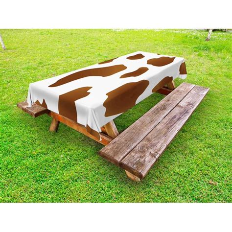 Cow Print Outdoor Tablecloth Brown Spots On A White Cow
