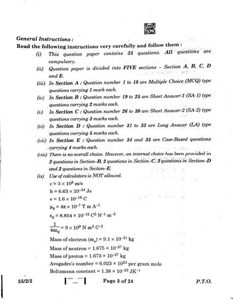 CBSE Class Physics Question Paper PDF Download