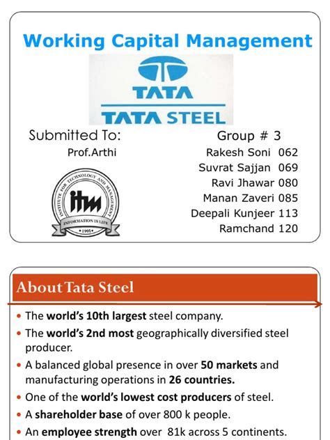 Q16 why should i choose tata capital for a personal loan? Group3- Working Capital Management at Tata Steel-ppt ...