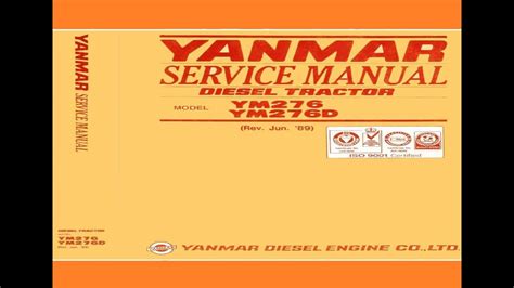 Трактора Yanmar Ym276 и Ym276d Manual Tractor Yanmar Ym276 And Ym276d