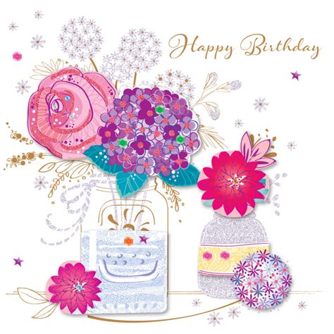 Vase Flowers Happy Birthday Greeting Card Cards Love Kates