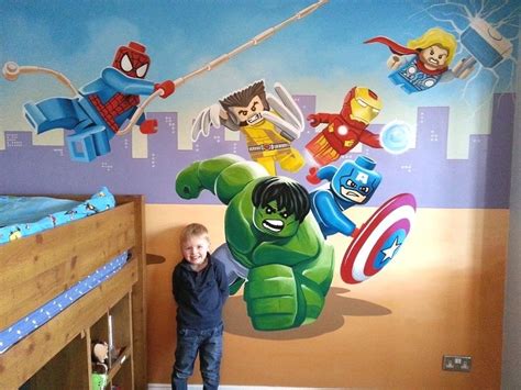 Lego Avengers Mural Painted In 3 Days With A Simple City Scape