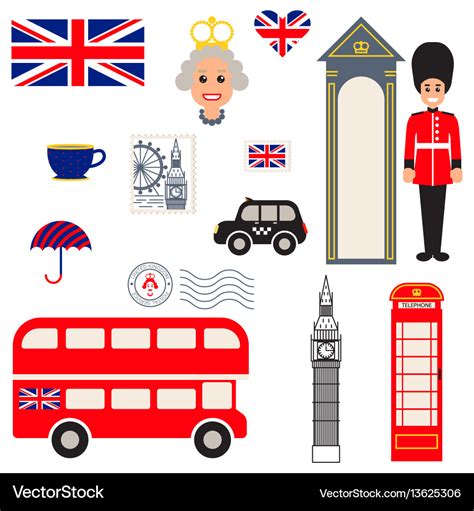 British Culture And Symbols On Vertical Brochures Set
