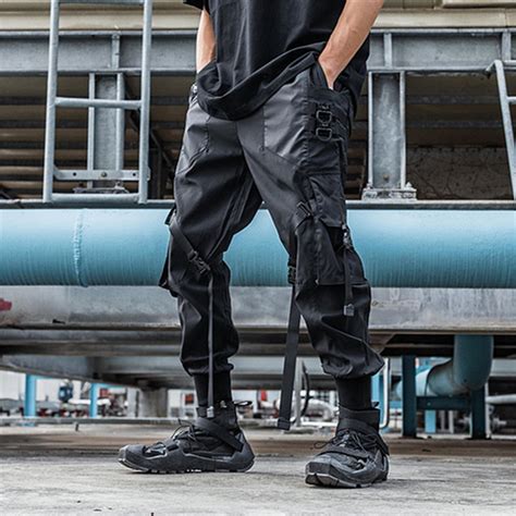 Black Straps Techwear Pants Japanese Mens Goth Etsy Uk